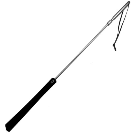 Fouet Cravache cuir 70 cm avec tige métal et dragonne vu de face