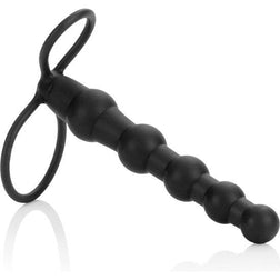 Gode double de la marque Calexotics modèle Love Rider en Silicone noir 14.5 cm pour le plaisir intime.