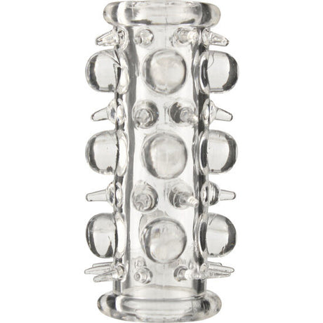 Gaine pénis Seven Creations Gaine stimulante texturée — Perles et picots en TPR transparent vu de face
