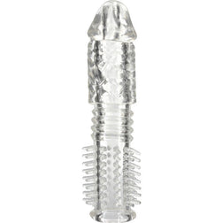 Gaine pénis Seven Creations Gaine d'extension de pénis transparente à picots en silicone transparent vu de face