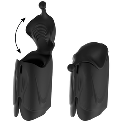 Stimulateur de gland ouvert et fermé montrant sa coque articulée