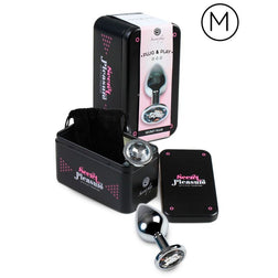 Plug anal Secretplay Toys bijou en aluminium poli 7 cm — M en Métal argent 7.0 cm vu de face