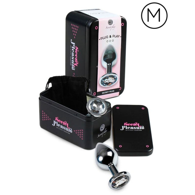 Plug anal Secretplay Toys bijou en aluminium poli 7 cm — M en Métal argent 7.0 cm vu de face
