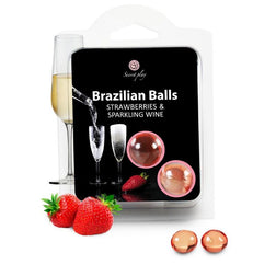 Boules brésiliennes huile de massage fraise et champagne, lot de 2
