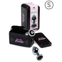 Plug anal Secretplay Toys métal débutant 7,5 cm bijou noir — Secret Pleasure S en Métal noir 7.5 cm vu de face