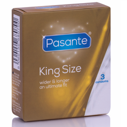 XL Latex Condoms 60 mm, Pack of 3 — Pasante King Size, front view