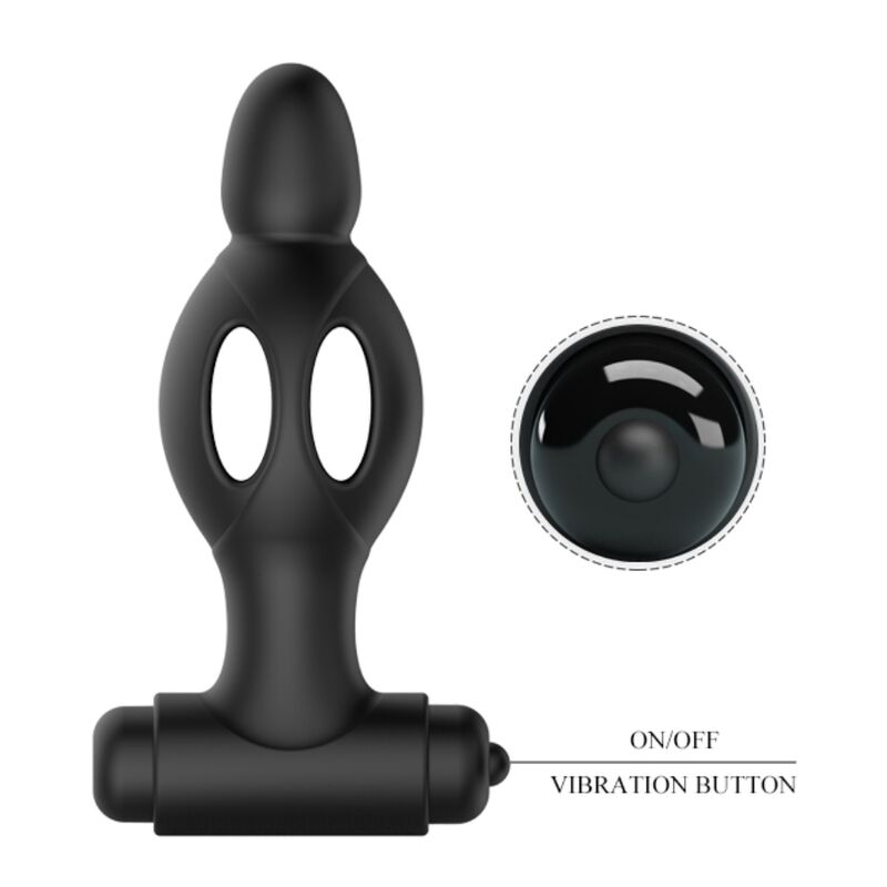 Plug vibrant ajouré silicone 11,8 cm avec vibro amovible — vue détaillée