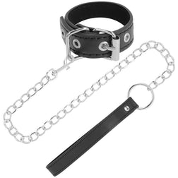 DARKNESS Set mit Ring mit Schnallenverschluss, Metallkette und schwarzem Griff