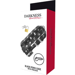 Cage de chasteté en cuir à cadenas — Black Penis Cage with Padlock — vue 5
