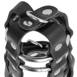 Cage de chasteté en cuir à cadenas — Black Penis Cage with Padlock — vue 3