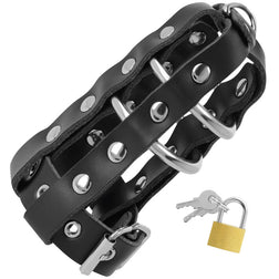 Cage de chasteté en cuir à cadenas — Black Penis Cage with Padlock — vue 2