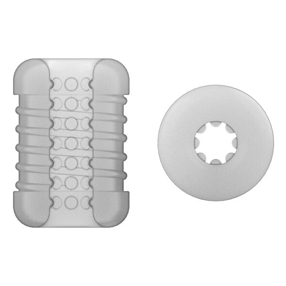 Masturbateur compact double orifice texture perles — texture visible
