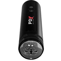 Masturbateur automatique noir avec orifice étoilé et boutons de réglage