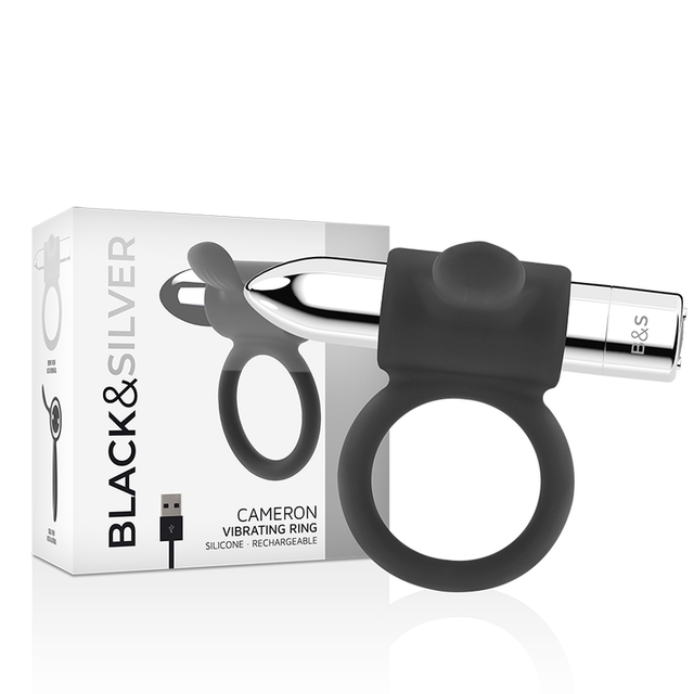 Cockring vibrant oreilles de lapin — Cameron 10 modes en Silicone vu de face