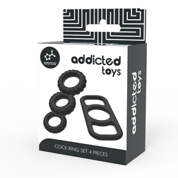 Kit 4 cockrings silicone texturés noir — autre angle
