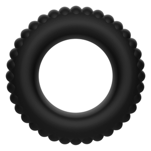 Kit 4 cockrings silicone texturés noir — en situation