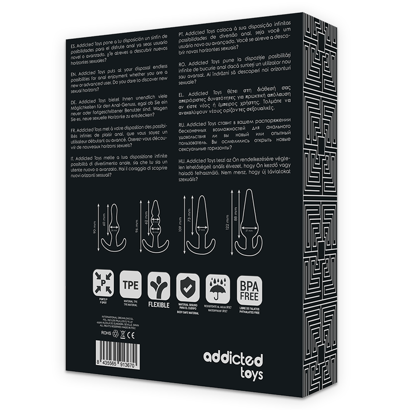 Kit 4 plugs anaux progressifs silicone noir — emballage