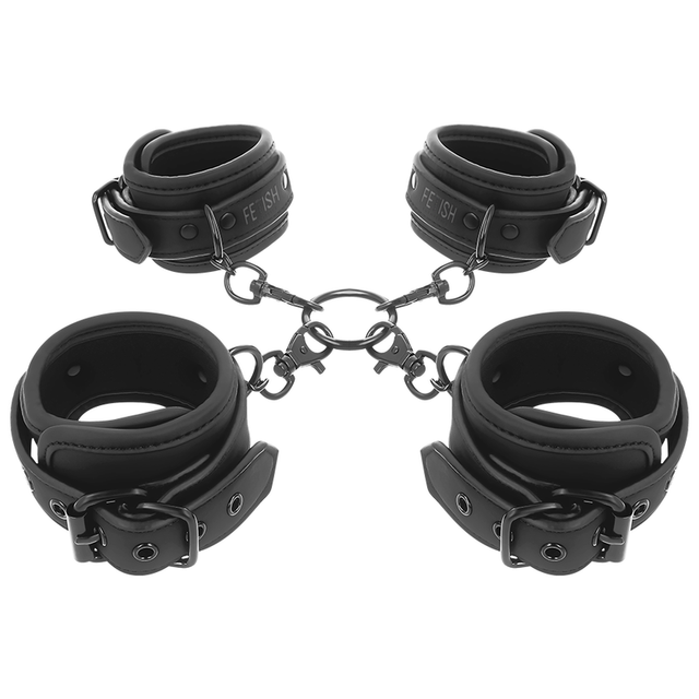 FETISH SUBMISSIVE ENSEMBLE DE MENOTTES POUR MAINS ET CHEVILLES AVEC DOUBLURE EN NOPRENE
