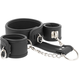 Menottes Set collier ras de cou et reliées Maze — Bijoux Indiscrets en Cuir végan noir vu de face