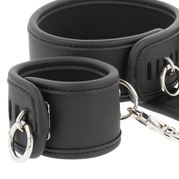 FETISH SUBMISSIVE COLLIER ET MENOTTES EN CUIR VEGAN AVEC DOUBLURE EN NOPRENE