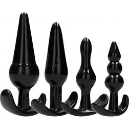 Kit 4 plugs anaux progressifs silicone noir — vue de profil