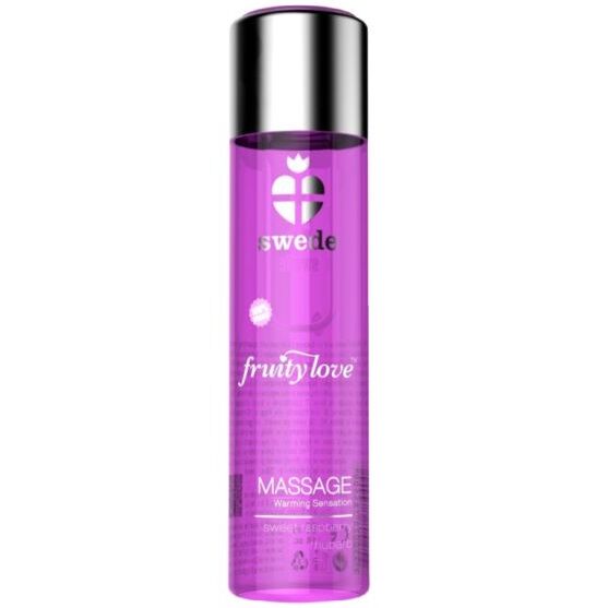 Huile massage chauffante comestible framboise rose et rhubarbe 60 ml — Fruity Love