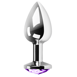 Plug anal Secretplay Toys métal 8,5 cm bijou lilas — Secret Pleasure M en Métal rose 8.5 cm vu de face