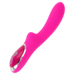Vibrateur modèle courbé silicone 21 cm à charge magnétique en Silicone rose 21 0 cm