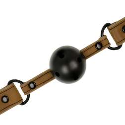 Bâillon boule respirante sangle cuir végan caramel — vue 3
