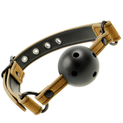 Bâillon boule respirante sangle cuir végan caramel — vue 2