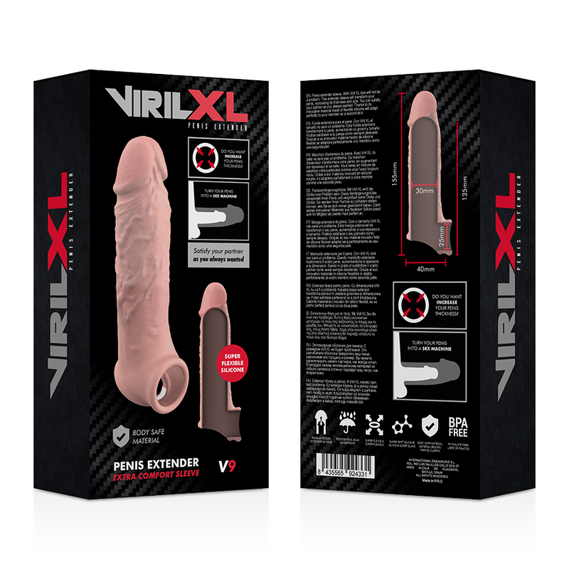 Extension pénienne silicone liquide VirilXL +2 cm — emballage