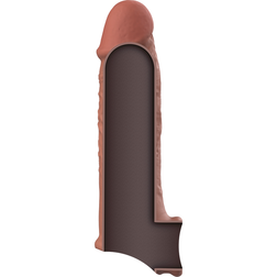 Gaine d'extension ouverte +2 cm réaliste marron — vue détaillée