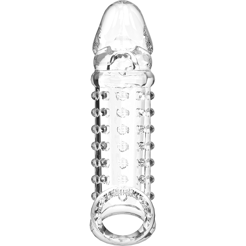 Gaine fermée texturée à picots transparente +2 cm — en situation