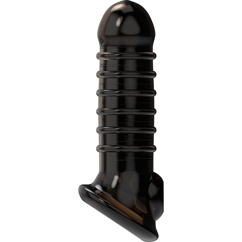Gaine fermée nervurée en anneaux noire +2 cm — gros plan