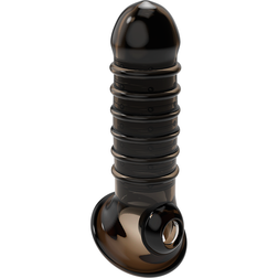 Gaine fermée nervurée en anneaux noire +2 cm — texture visible