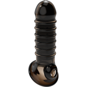 Gaine fermée nervurée en anneaux noire +2 cm — texture visible