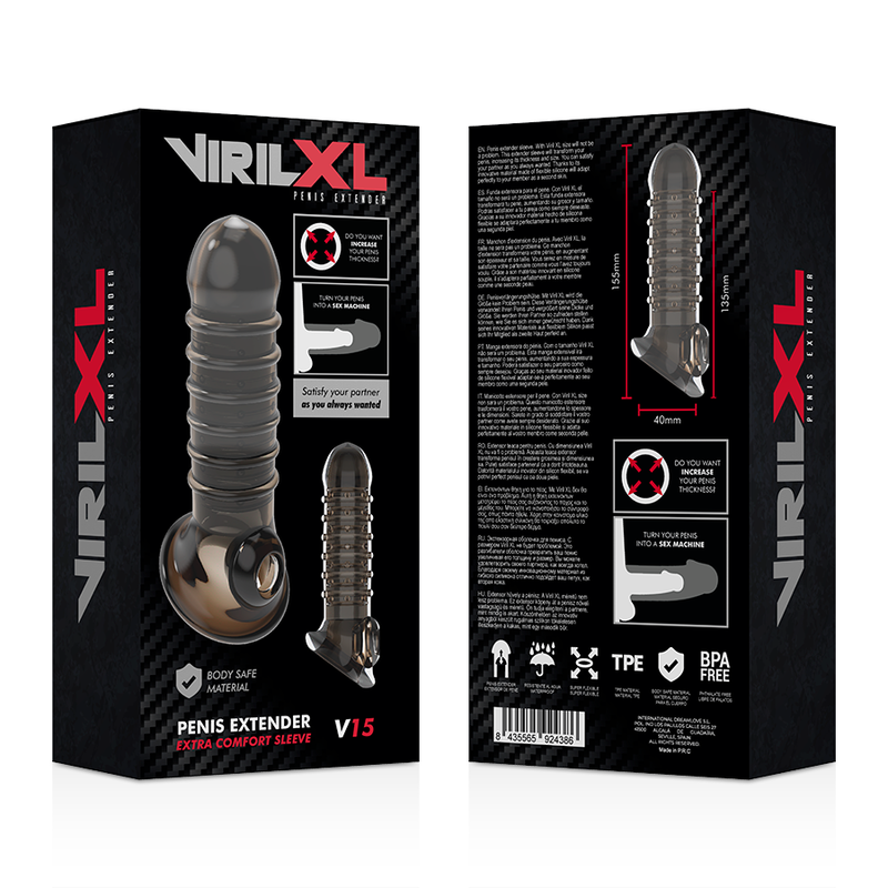Gaine fermée nervurée en anneaux noire +2 cm — emballage
