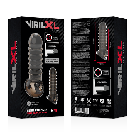 Gaine fermée nervurée en anneaux noire +2 cm — emballage