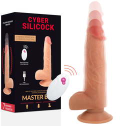 Master Ben 23.88 cm remote-controlled thrusting vibrating silicone dildo with a suction-cup base