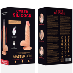 Master Ben 23.88 cm remote-controlled thrusting vibrating silicone dildo with a suction-cup base