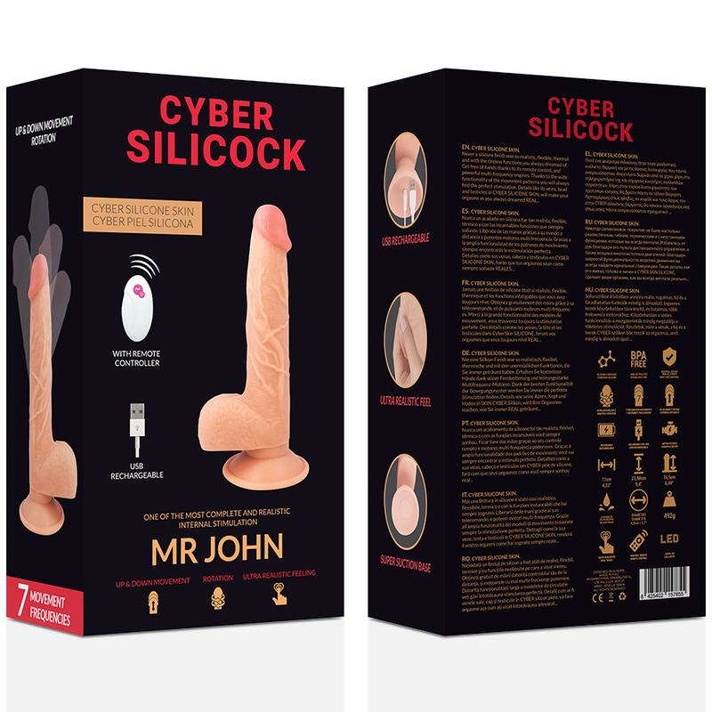 Gros gode réaliste va-et-vient + rotation 23,9 cm — emballage