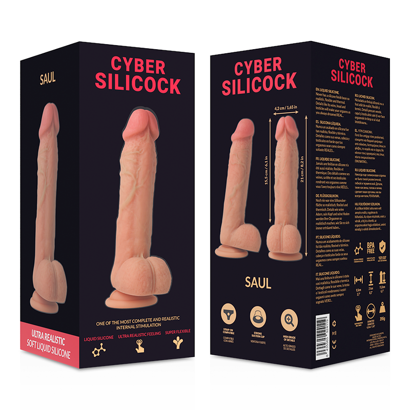 Gode réaliste silicone liquide 21 cm Ø 4,2 cm avec ventouse — emballage