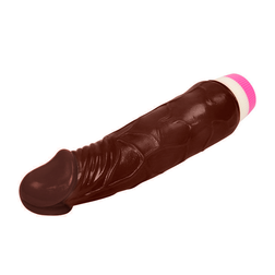 Gode vibrant 19,5 cm peau bronzée avec ventouse