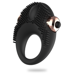 Cockring vibrant Womanvibe stimulateur langue 11 000 tr/min — Vibe Thor en Silicone noir vu de face
