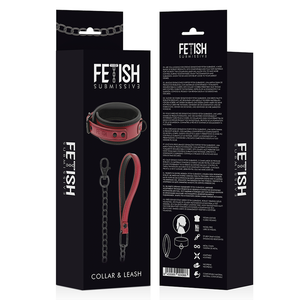 FETISH SUBMISSIVE DARK ROOM COLLIER CHAINE DOUBLURE EN NEOPRENE