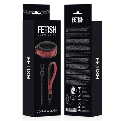 FETISH SUBMISSIVE DARK ROOM COLLIER CHAINE DOUBLURE EN NEOPRENE