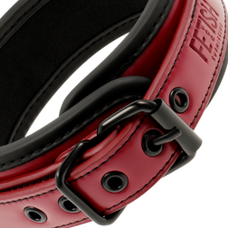 Collier + laisse chaîne cuir végan bordeaux doublure néoprène — vue 3