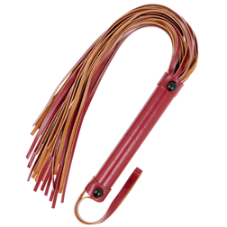 Fouet flogger en cuir rouge lanières plates — Dark Room — vue 2