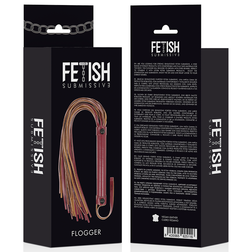 Fouet flogger en cuir rouge lanières plates — Dark Room — vue 5
