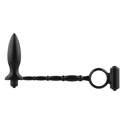 Plug anal vibrant avec cockring Addicted Toys — gros plan